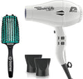 Parlux Advance Light Ionic and Ceramic White Hair Dryer with Miracle Large Detangling Brush Mint Green – Lightweight Blow Dryer and Dual Bristle Brush for Smooth Shiny Frizz-Free Hair