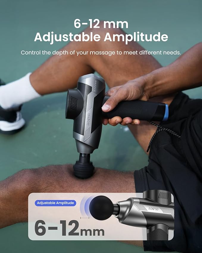 RENPHO Active Thermacool 2 Massage Gun+Ascend Massage Gun with 6-12mm Adjustable Amplitude