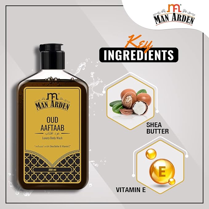 Man Arden Oud Aaftaab Luxury Body Wash Infused With Shea Butter &amp Vitamin E 250ml