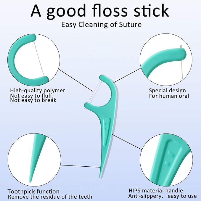 FAMILIFE Floss Picks Mint Dental Floss Picks with 4 Travel Handy Cases 240 Count Flossers and 204 Picks Kid's Dental Floss Picks Fluoride Free