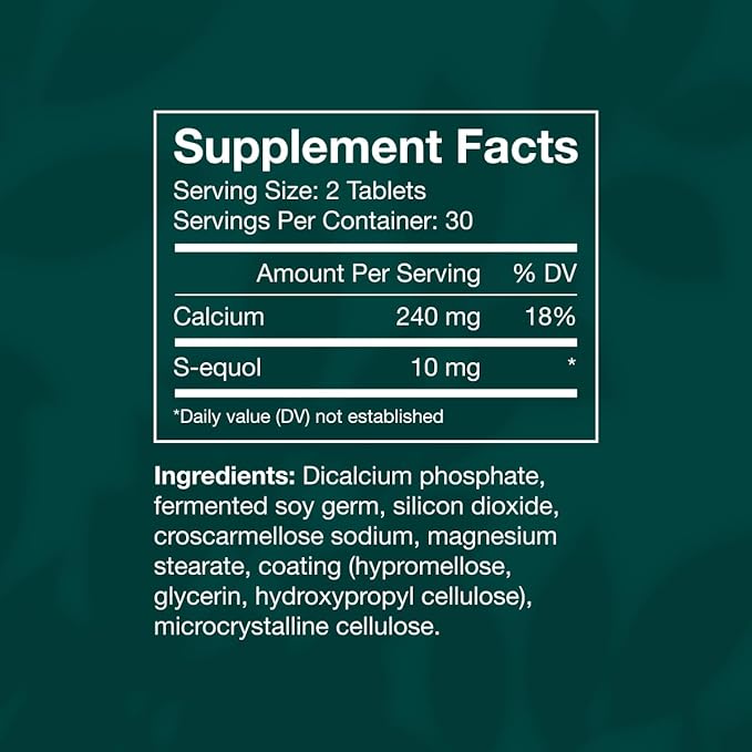EQUELLE Multi-Symptom Perimenopause &amp Menopause Relief Relief from Hot Flashes Muscle Aches &amp Supports More Sleep. Hormone-Free Plant-Based S-Equol – 2 Month Supply (120 Tablets)