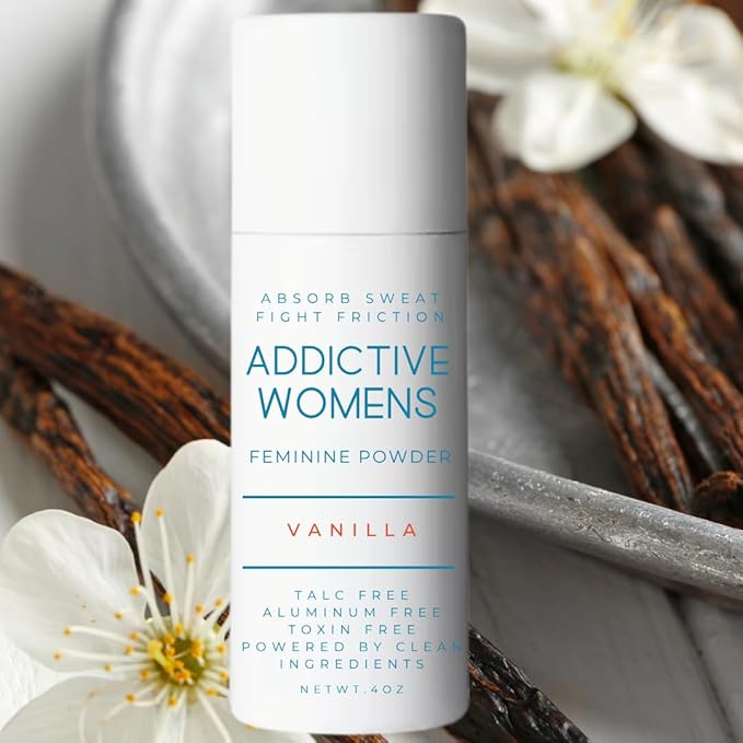 Addictive Womens Feminine Powder | Absorb Sweat | Fight Friction and Chaffing | Prevents Odor | Made from Natural Ingredients | Made in the USA (Vanilla)