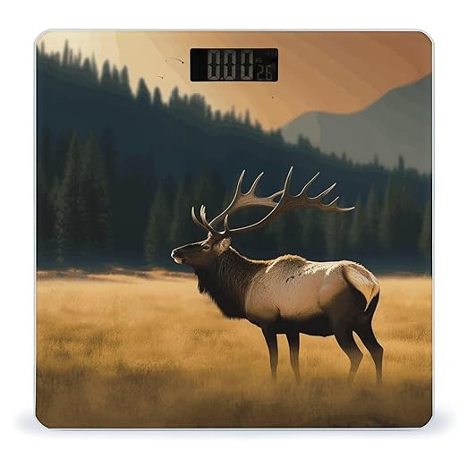 Elk in The Meadow Bathroom Scale Weight Scale for Body WeightHighly Accurate Digital Weighing Machine Clear LED Display Digital Bathroom Body Scale 400lb/182kg
