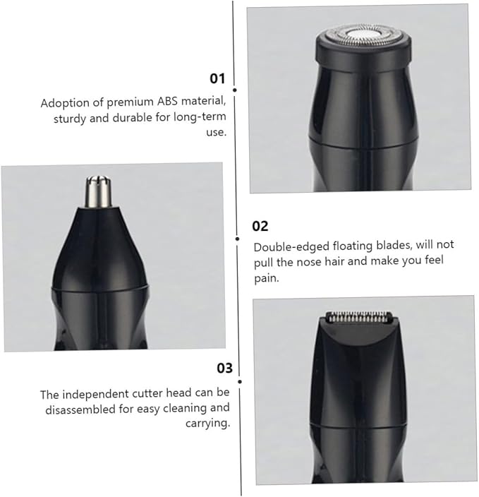 Ipetboom 2sets Electric Nose Hair Trimmer Multi-Function for Nose Ear and Eyebrow Hair Design Protective Cover Rechargeable Easy to Clean