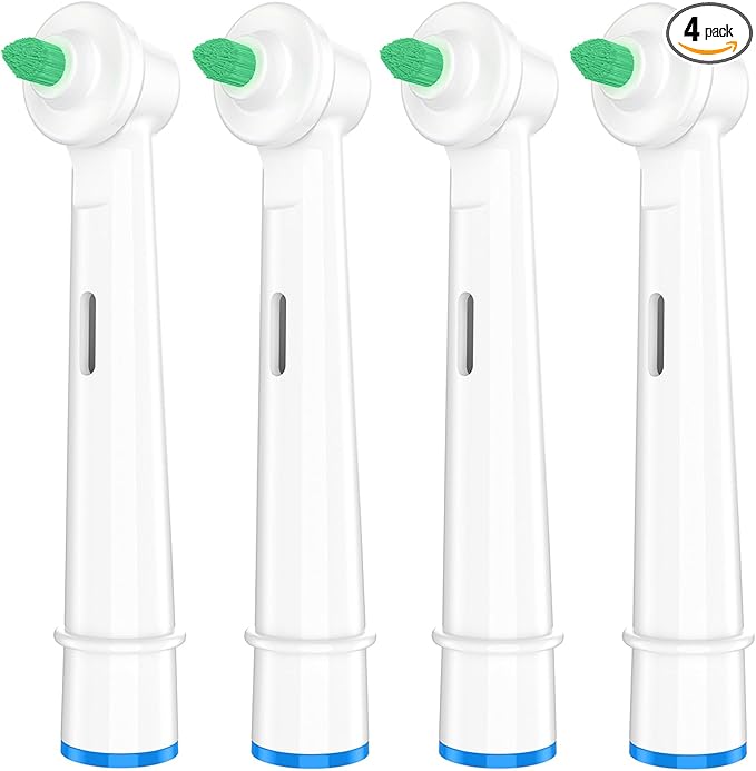Interdental Replacement Toothbrush Heads for Oralb Electric Toothbrush Ortho and Power Tip Bristle Replacement Head - 4-Pack | Braces Brush Heads | Interproximal Clean (White One Size)