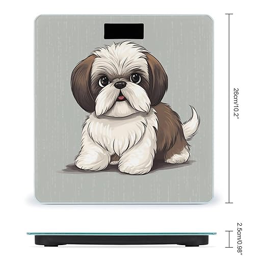 Shih Tzu Dog Bathroom Scale Large LCD Backlight Display Digital Scale Rounded Corners Body Scales Automatic Power On/Off Bathroom Scales for Home Bedrooms