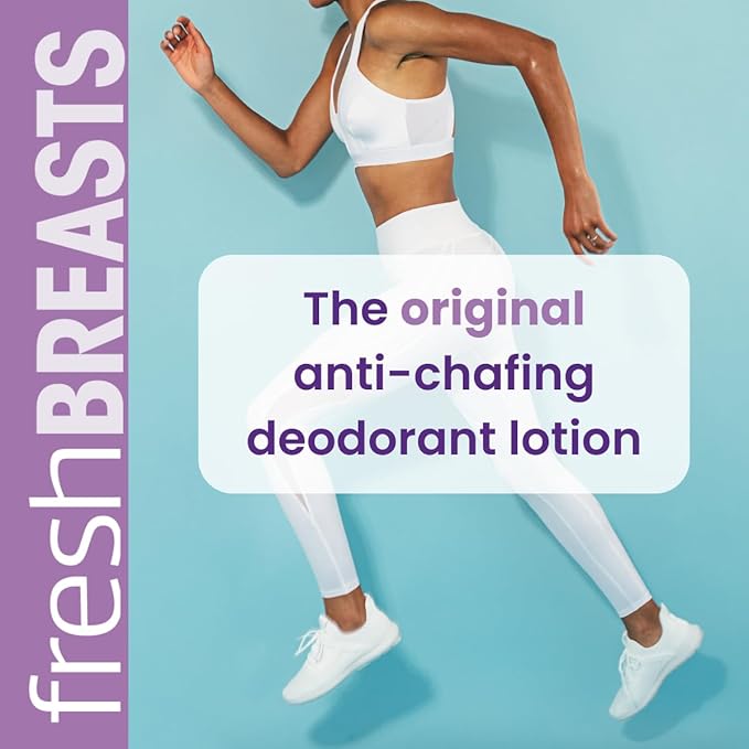 Fresh BREASTS Anti Chafing Deodorant Lotion to Powder 3.4oz (2 Pack) - Anti Chafe Cream Whole Body Deodorant for Women Inner Thighs &amp Areas that Sweat No Talc Aluminum or Added Fragrance