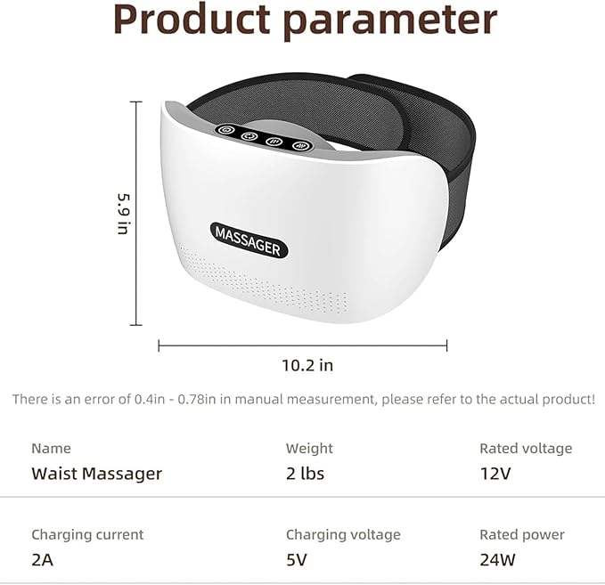 Abdominal Massager Electric Stomach Tummy Anti Cellulite Remover Machine 3 Levels Intensity and 5 Modes Adjustable Forward and Reverse Kneading for Flatulence and Period Cramps