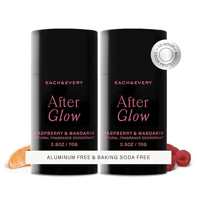 Each &amp Every Aluminum Free Deodorant for Women &amp Men Raspberry &amp Mandarin - All Natural Deodorant for Sensitive Skin EWG Verified - Clean Baking Soda-Free Plant-Based Fragrance - 2.5oz