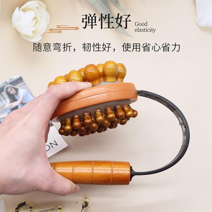 长柄木质双面敲打按摩捶 Manual Body Massage Hammer 弹性气垫锤家用背部全身敲打经络拍养生 HomeOffice Body Electric Massagers