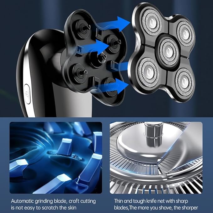 Head Shavers for Bald Men 5 In 1 Electric Shaver For Men Beard Hair Trimmer Bald Head Razor 5D Floating Electric Nose Hair Trimmer LCD Display