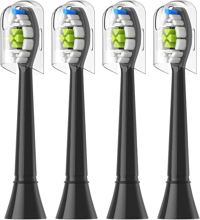 Replacement Brush Heads Compatible for with Sonicare Electric Toothbrush Fit EasyClean Gum Health FlexCare Healthy(4pcs Black)