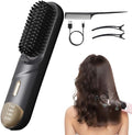 Brush Pro 2026 Hair Straightener Brush Cordless Hair Straightener for Short or Long Hair Portable Hair Comb for Travel 4 Temps 300 Million Negative Ionic (Black)
