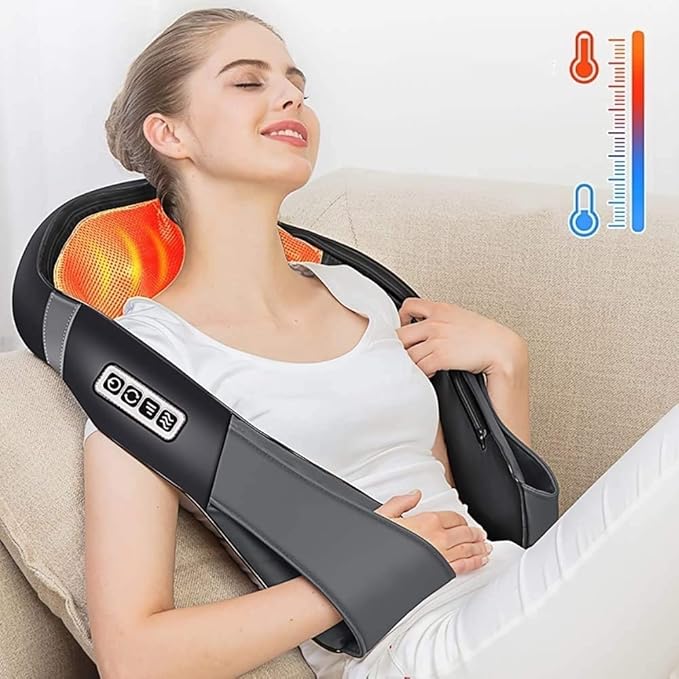 Shiatsu Neck Shoulder Massager Electric Back Massage with Heat Deep Kneading Tissue for Muscles Pain Relief Relax in Car Office and Home