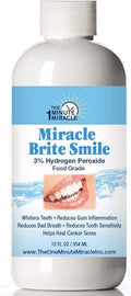 Miracle Brite Smile - Essential Oxygen Rinse Mouthwash for Whiter Teeth Fresher Breath and Healthier Gums Peppermint 12 fl. oz. Our Brand is Reconmended by Dentists.