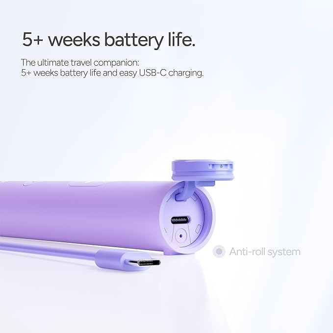 ORDO Lite Sonic Toothbrush Electric Toothbrushes with 35000 Pulses Per Min Dual Modes Over 5 Weeks Battery Smart Timer Waterproof USB C Lavender
