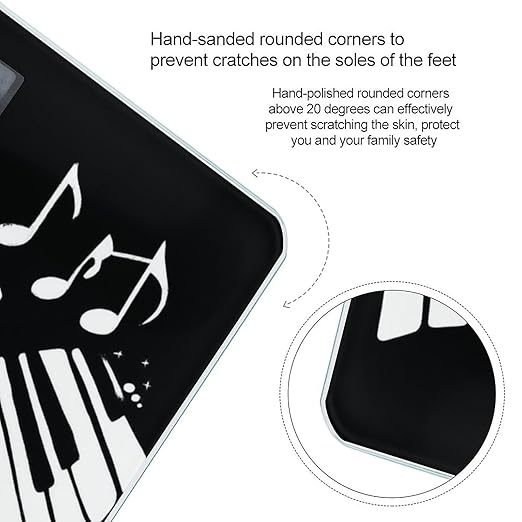 Smart Scale for Body Weight Automatic Switch Digital Bathroom Weighing Scale Musical Notes Black and White Piano Keys