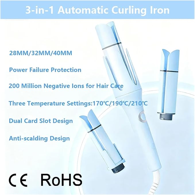 Automatic Curling Iron with 28/32/40mm Barrels - Rapid Heating Scald Design for Long-Lasting Curls(SL318Pink)