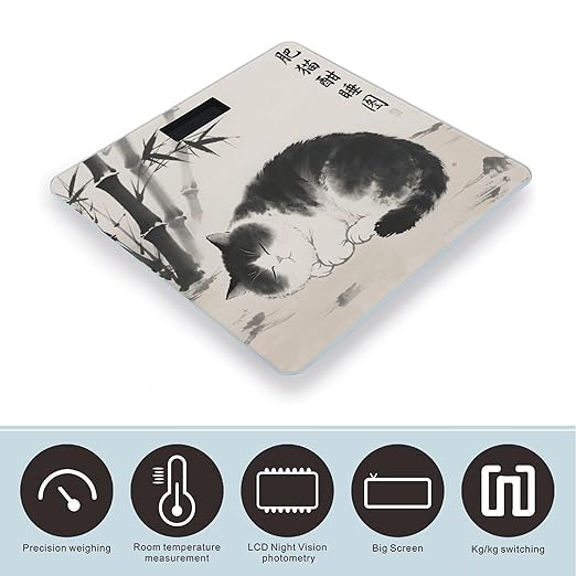 Fat Cat Weight Scale Large Digital Bathroom Scales with Bright LED Display Non Slip Digital Scale and Step On Fashion Weighing Machine for Body