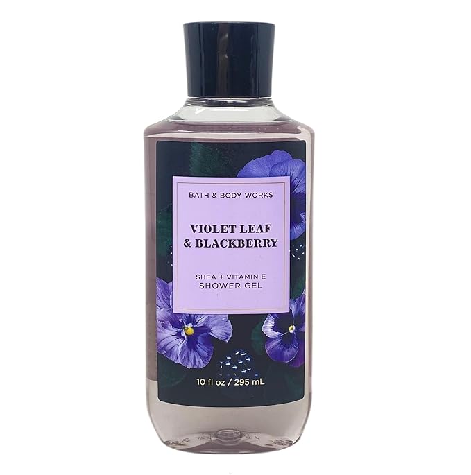 Bath &amp Body Works Violet Leaf &amp Blackberry 3 Pack Shea + Vitamin E Shower Gel Bundle - 10 fl oz / 295 mL each