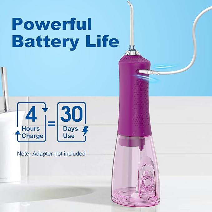 Water Flosser for Teeth 300ML Cordless Oral Irrigator Rechargeable Dental Flosser Picks with 5 Modes 5 Jet TipsIPX7 Waterproof Teeth Cleaner for Braces Gum Care Home Travel Use