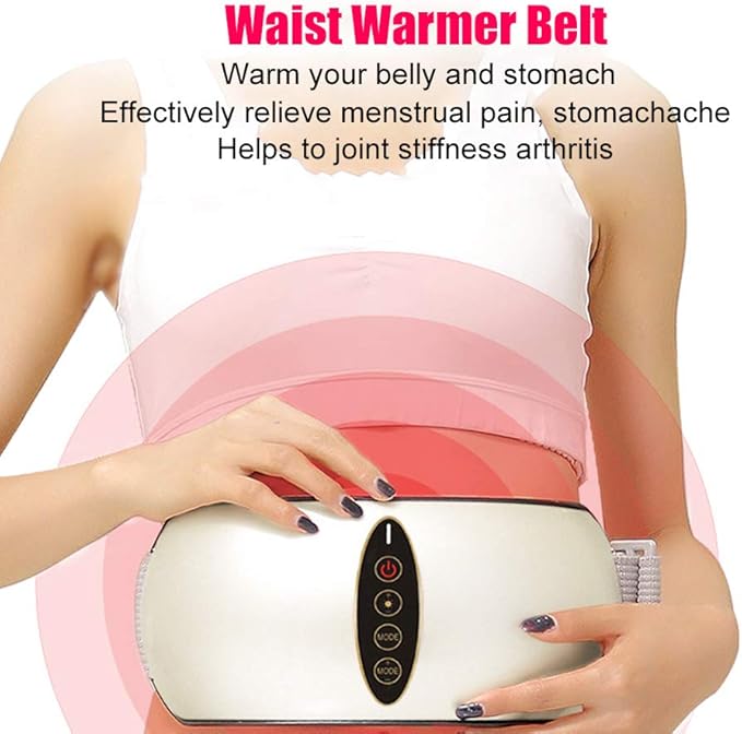 WOOLALA Abdomen Massage Belt with Heat Therapy Heated Waist Belt Vibrating Back Massager Lower Back Wrap for Pain Strains Sprains Relief
