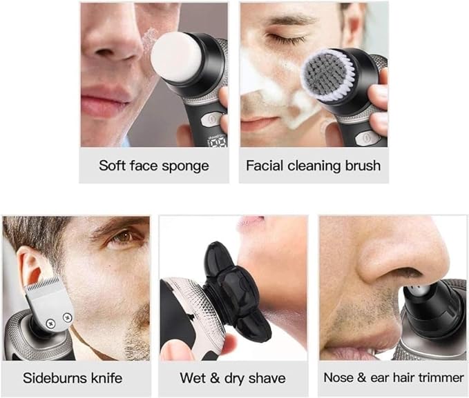 Electric Razor for Men's Electric Shaver 5 In1 Wet Dry Shaving Machine for Men Professional Set Rechargeable Electric Razor Beard Facial Grooming Kit