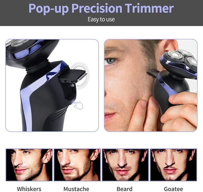 Electric Razor for Men 4 in 1 Rotary Men Shaver Beard Trimmer Electric Shaver Waterproof USB Fast Charging Cordless Beard Nose Hair Trimmer Men Electric Razor Best Gift for Dad Boyfriend