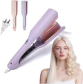 Explicitu Hair Styling Tool with Negative Ionic Technology French Curls Iron Anti-Scald Waver Hair Crimper 40M Damage-Block Ions Curling Iron 4 Gears Double-Sided Heating (Purple)