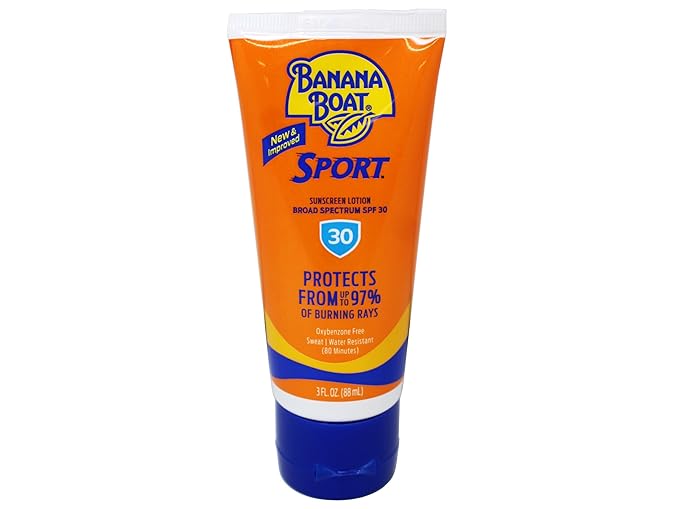 Banana Boat Sport Sunscreen Lotion SPF 30 Broad Spectrum Water Resistant 3 fl oz (Pack of 6)