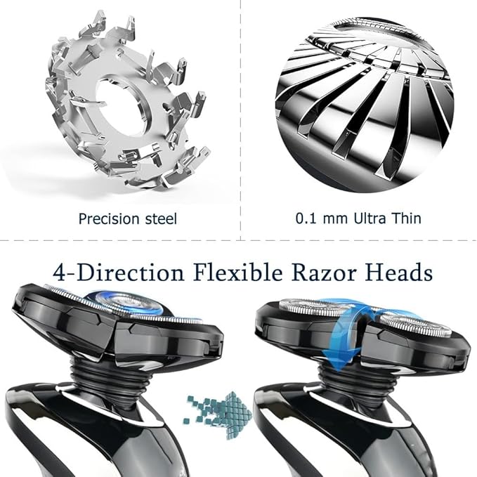 Head Shaver for Men Electric Razor Rechargeable Electric Shaver for Men Wet &amp Dry 4D Floating Heads Shaving Machine Beard Trimmer Hair Clipper
