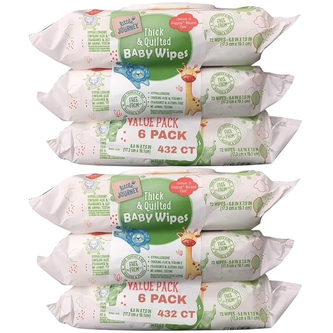 Baby Wipes Bundle 6 Pack 432 Count Fragrance &amp alcohol free thick and quilted for a gentle clean 99% water &amp plant-based ingredients