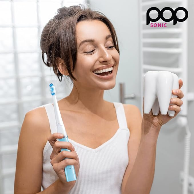 Pop Sonic USB Charge Anywhere Toothbrush (Hawaiian Blue) | Rechargeable Toothbrush w/Up to 40000 Brush Strokes/Minute-Long-Lasting Nylon Bristles - Teens &amp Adult with Quadrant Pacer