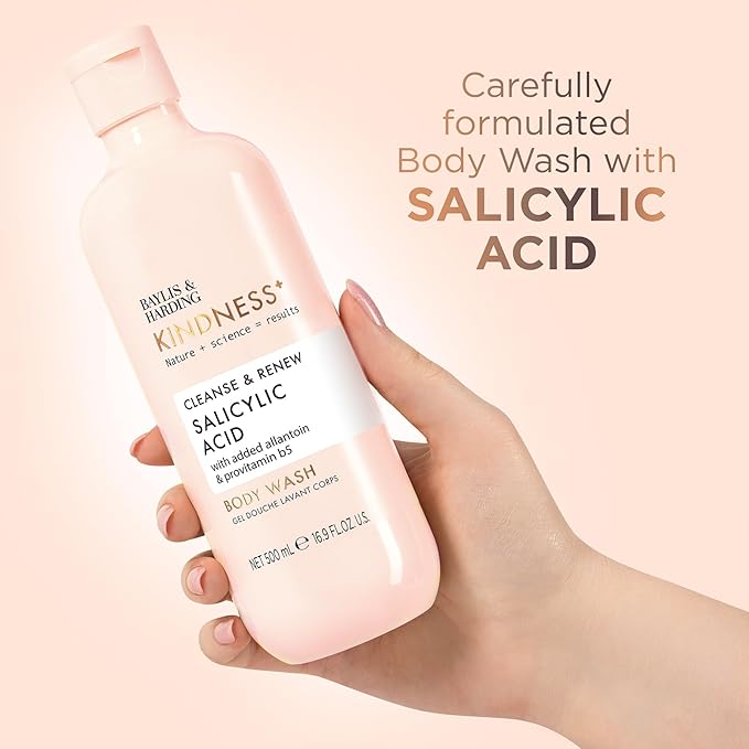 Baylis &amp Harding Kindness + Salicylic Acid Cleanse &amp Glow Dewbury &amp Lime Leaf Fragrance 16.9 fl. oz Body Wash (Pack of 3) - Biodegradable Formula - Vegan Friendly