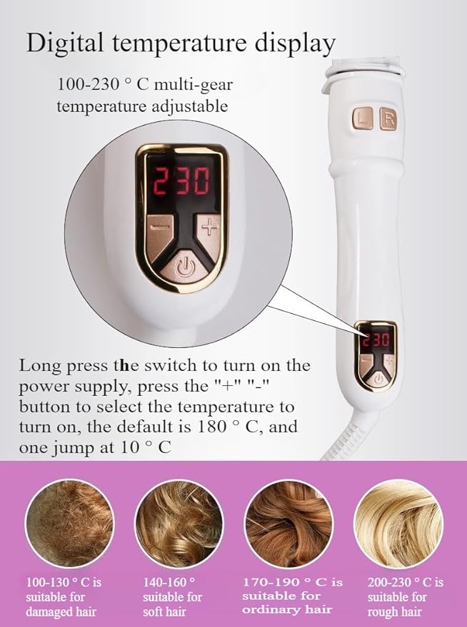 Fully Automatic Rotating Electric Curling Iron | One Click Operation Without Damaging Hair | Big Wave Hair Curling Device | Portable for Home and Travel | Women's Fashion Styling Tool