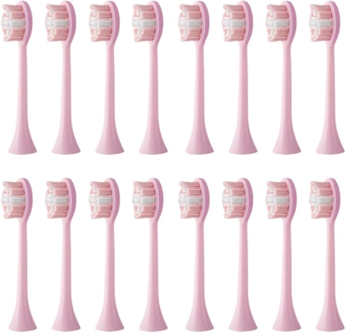 16pcs Replacement Toothbrush HeadsCompatible for B002DC/B009DC/B001/B004/B005/B006Soft Deep Cleaning(16pcs Pink)