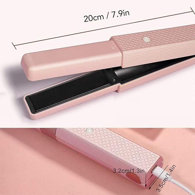 Hair Straightener Curling Flat Iron Quickly Heating Hair Straightener Curler for Short Hair Curls Bangs (Pink)