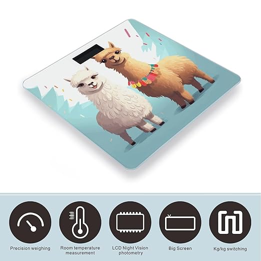 Llama Alpaca Weight Scale Large Bathroom Scales Digital Weight with Bright LED Display Non Slip Automatic Weighing Scale Fashion Weighing Machine for Body