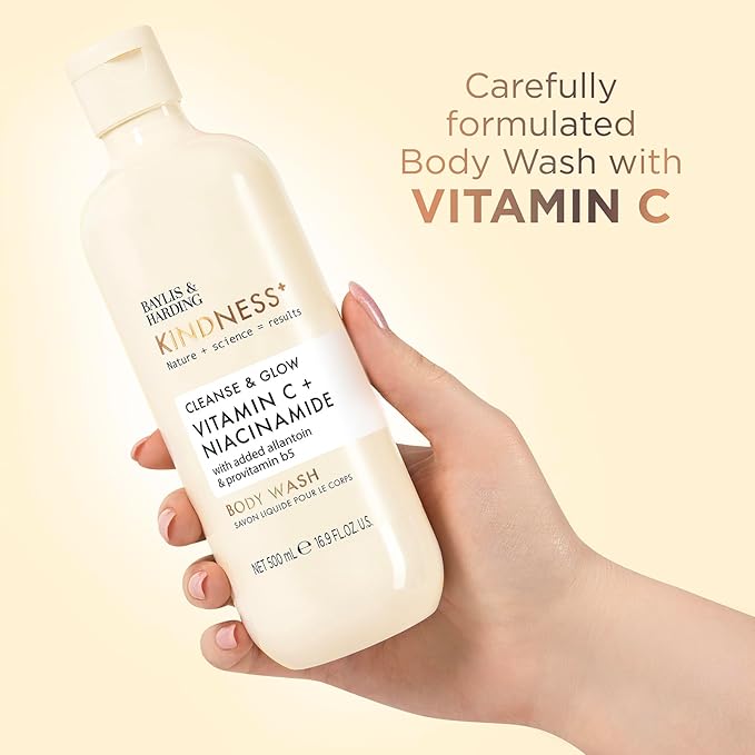 Baylis &amp Harding Kindness + Vitamin C &amp Niacinamide Orange &amp Mango Fragrance 16.9 fl. oz Cleanse &amp Glow Body Wash (Pack of 3) - Biodegradable Formula - Vegan Friendly