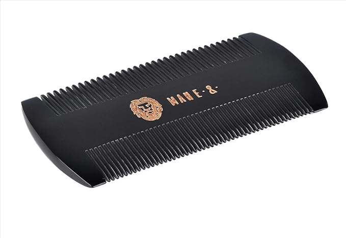 Premium 100% Oxhorn Dual-Action Beard Comb with Genuine Leather Case – the Perfect Beard Grooming Gift for Men by Man &amp Mane.