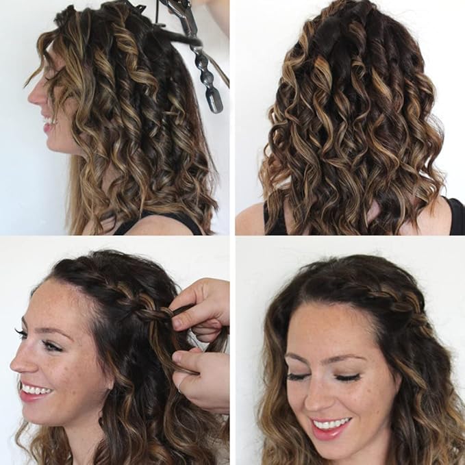 1 inch Bubble Curling Wand Beach Wave Curling Iron Hair Curler Crimper Professional Bubble Wand Curling Iron for Short &ampLong Hair with Adjustable Temp Wavy Curler Styler