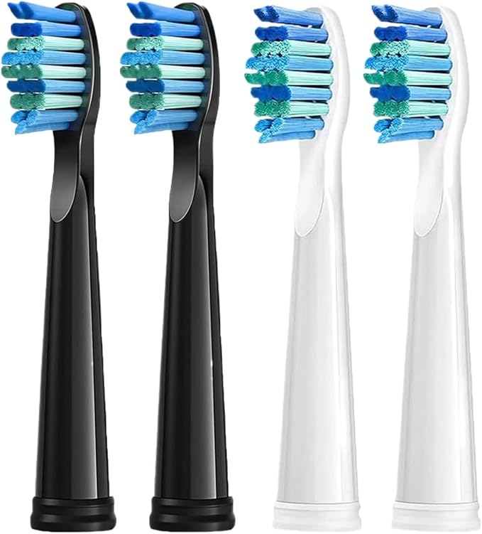4/8pcs Replacement Brush Heads for Electric Toothbrush Head Bristle Refill Efficient Tooth Cleaning(2Black 2White)