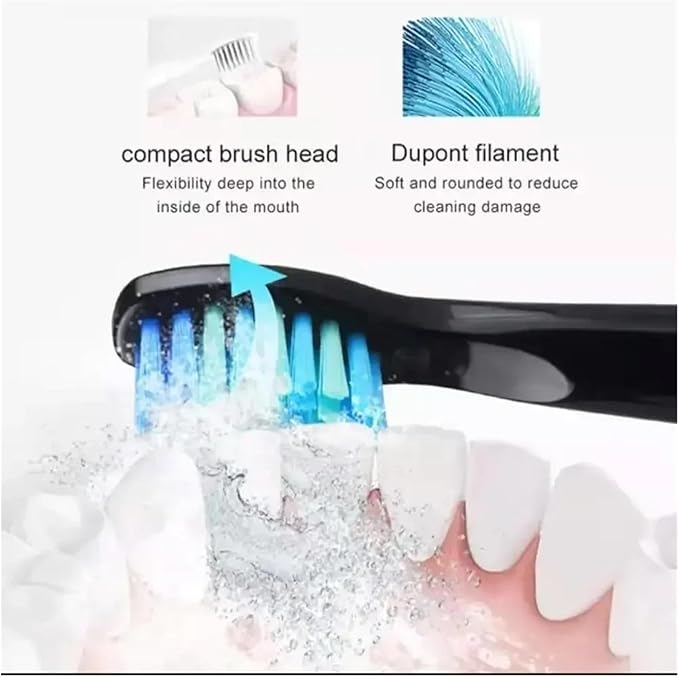 10pcs Electric Replacement Brush Heads Sonic Toothbrush Hygiene Care 899 Set Compatible for Seago SG910 SG507 SG958 SG515 SG949 SG575(10 Black Heads)