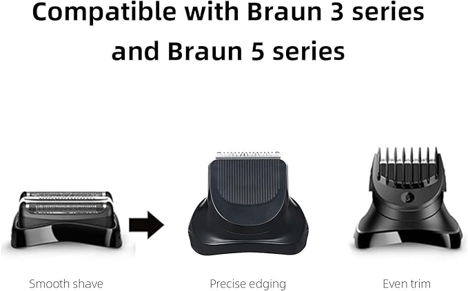 Electric Shaver Head Replacement for Braun Series 3 &amp 5 Beard Trimmer with 5 Limit Combs Shaver Head Razor Blade