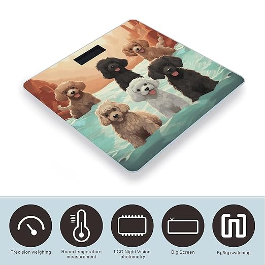 Poodles Dogs Weight Scale for Body Weight Digital Bathroom Scale High Capacity Accurate Digital Weighing Scales and Easy-to-Read on Backlit LCD Display Scales
