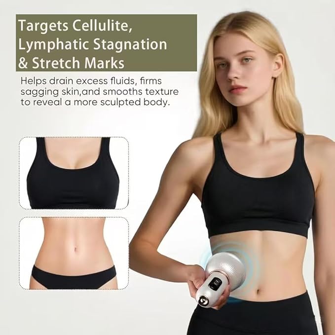 Lymphatic Drainage Massager &amp Anti Cellulite Massage Tool Helps Reduce Stretch Marks &amp Cellulite for Legs Arms &amp Belly Body Sculpting Machine with Microcurrent Light Heat &amp Vibra