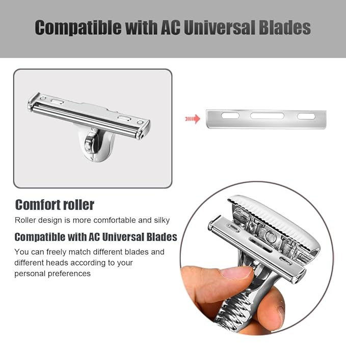 Magnetic Safety Razor for Men Smooth Single Blade Shave Easy Blade Change Stainless Steel Mens Face Razor Durable Blade Shavers for Men - Silver