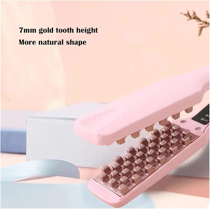 Professional 3D Grid Hair Crimper Volumizer - Ceramic Fluffy Corrugated Curler with 4 Temperature(3UK)