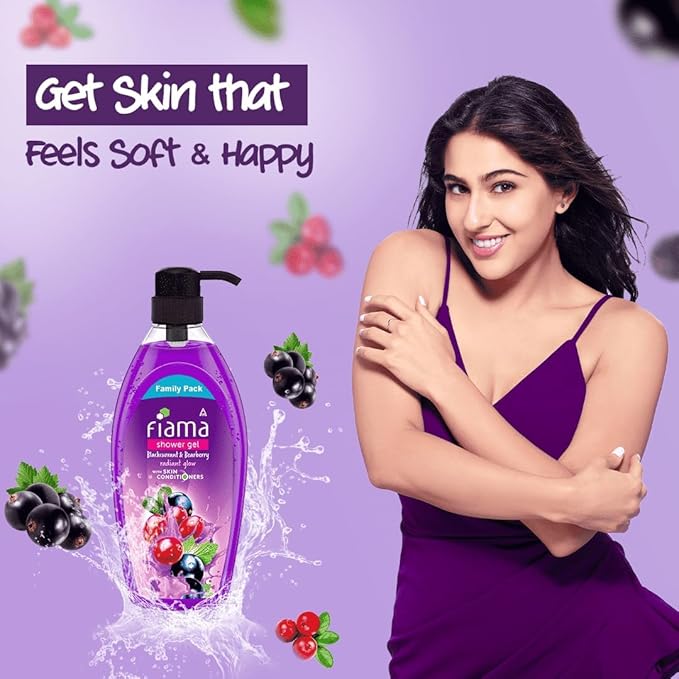 Fiaama Body Wash Shower Gel Blackcurrant &amp Bearberry 900 ml Family Pack For All Skin Types
