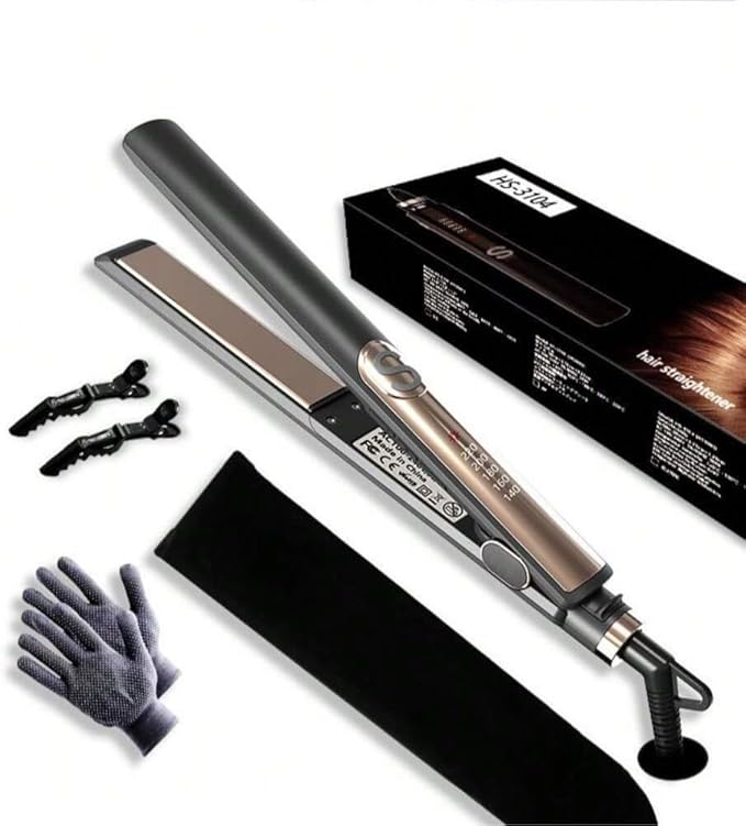 Professional 2-in-1 Hair Straightener and Curler Titanium Ceramic Plates LED Display Dual Voltage 100-240V Fast 15s Heat-up